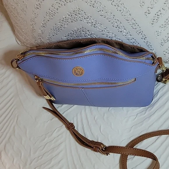 Anne Klein Sawyer Bag Sky Blue Classic Curves  24" Drop Strap crossbody - Picture 14 of 15